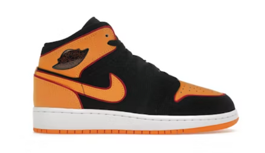 Jordan 1 Mid SE Black Vivid Orange (GS)